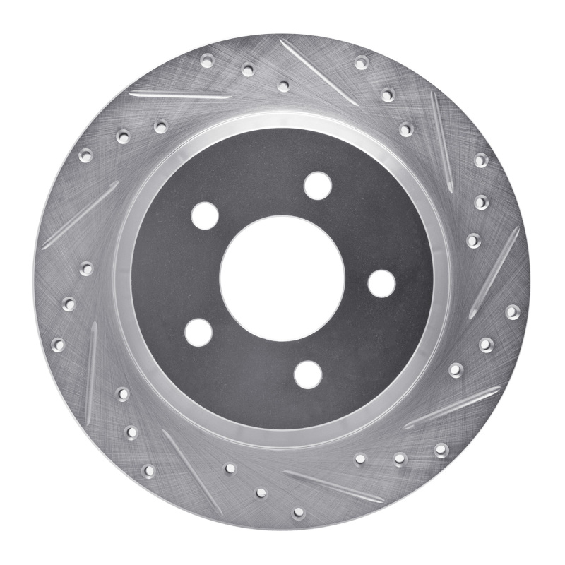 Ford Mustang Brake Rotor (1) - Rear Right - R1 Concepts - Drilled & Slotted - Silver - `94-`04